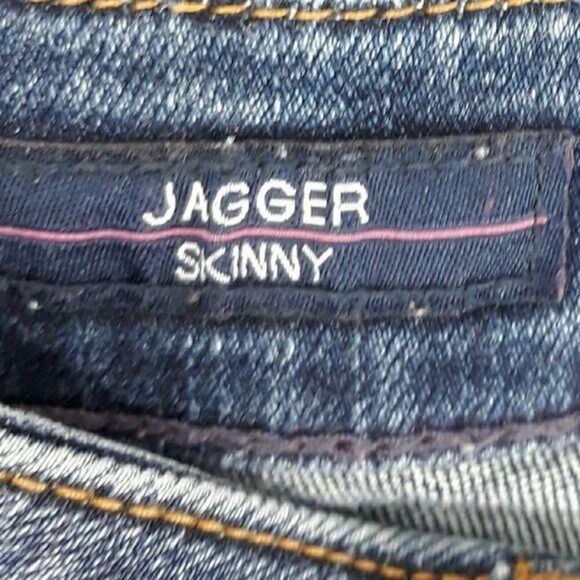Vigoss Y2K Jeans Jagger Skinny Frayed Step Hem Racing Stripe W26 L27 Streetwear - Picture 6 of 14